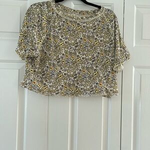 Free People Cropped Flower Tshirt